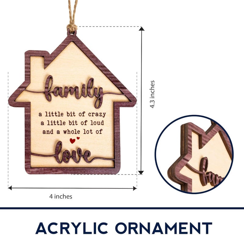 NELXI Family Ornament, Family Christmas Ornament, Christmas Ornaments 2025 – Wooden House-Shaped Holiday Keepsake, Funny Quote Gift, A Whole Lot of Love Tree Decoration, Home Themed Ornament - Image 2